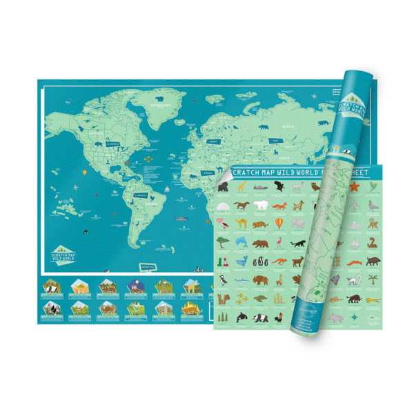 Carte du monde à gratter - Animaux