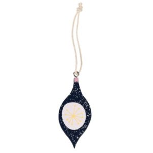 Décoration de Noël en bois - Joli Noël bleu foncé et flocon jaune