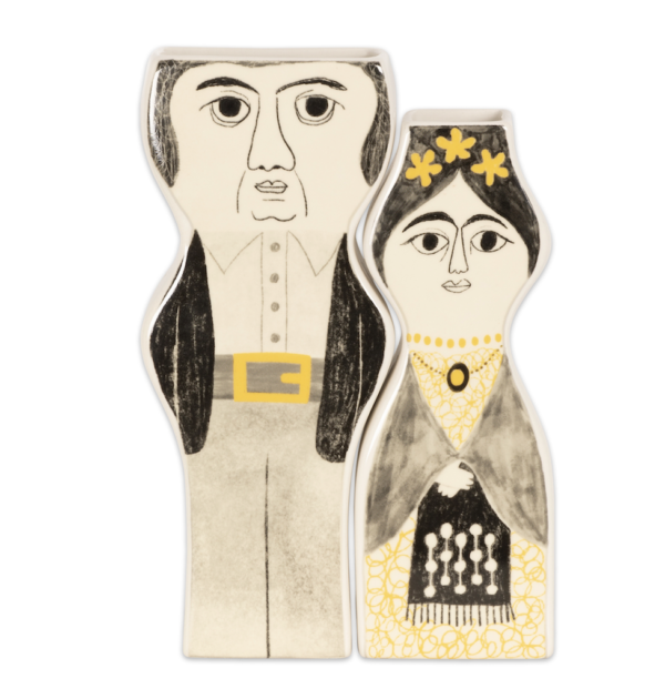 Set de 2 vases Diego et Frida noir et blanc - Kitsch Kitchen