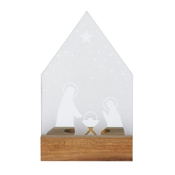 Bougeoir crèche bois et verre fumé - Räder