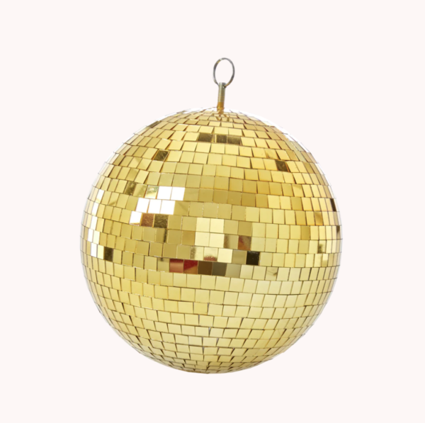Boule disco à facettes or (3 tailles)