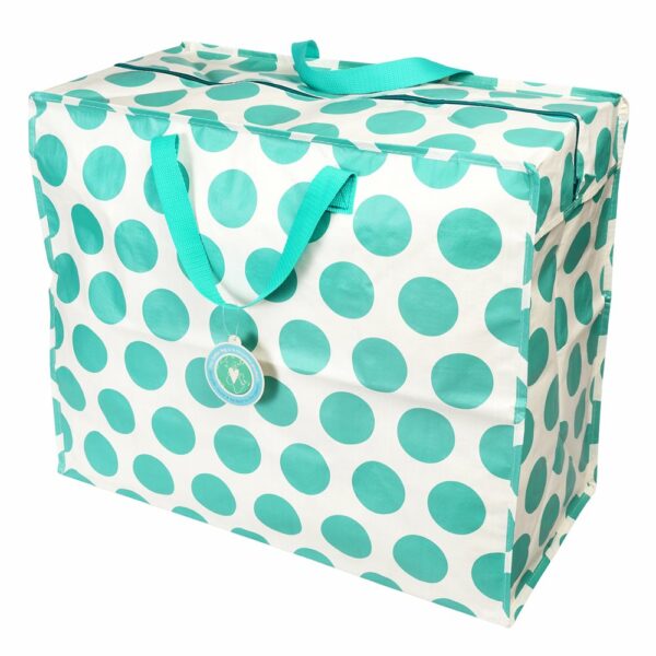 Grand sac de rangement Pois bleu turquoise