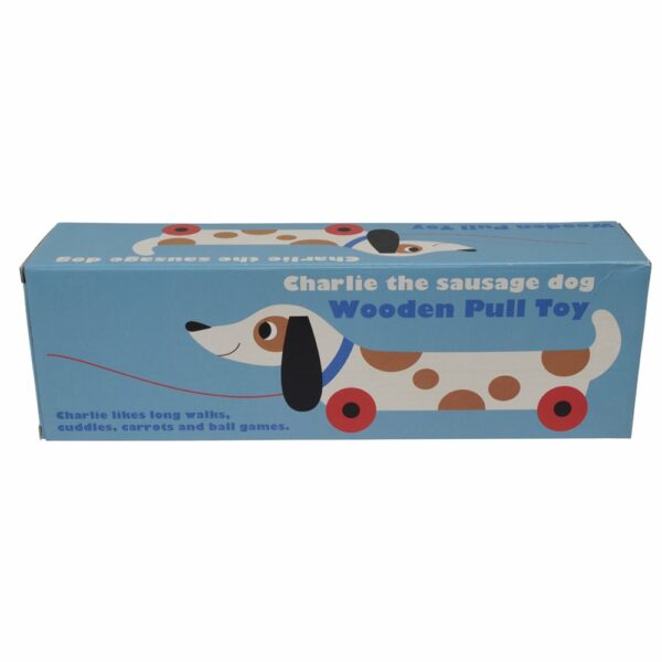 Jouet en bois à tirer Charlie "le chien saucisse" – Image 4