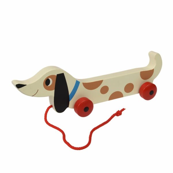 Jouet en bois à tirer Charlie "le chien saucisse" – Image 5