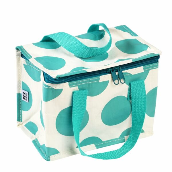 Sac isotherme à pois bleu turquoise