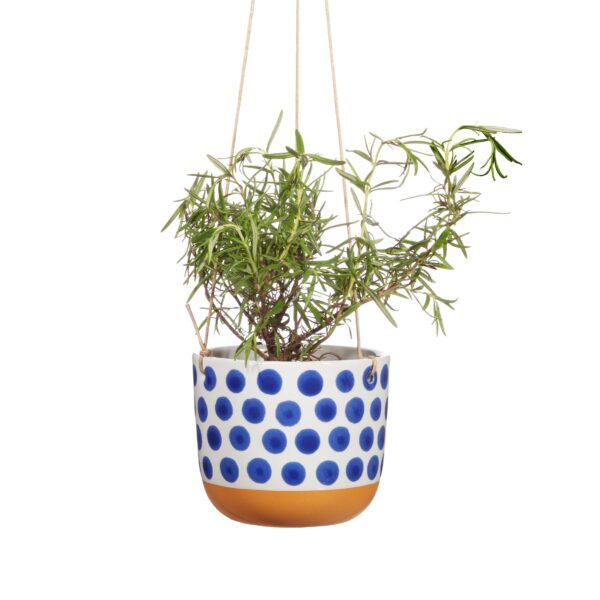 Cache-pot suspendu Naxos pois bleus - Sass and Belle