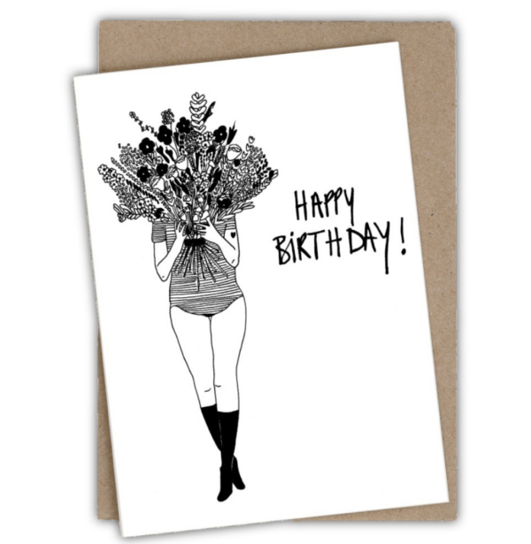 Carte double Happy Birthday flower girl  - Helen B