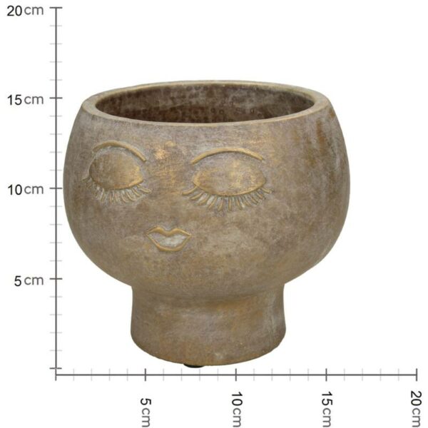 Cache pot en béton visage doré – Image 3