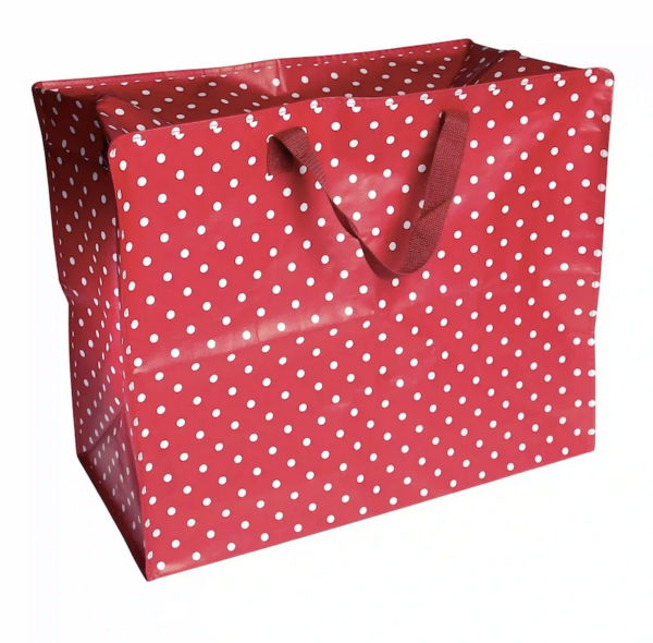 Grand sac de rangement rouge à pois blancs – Image 2