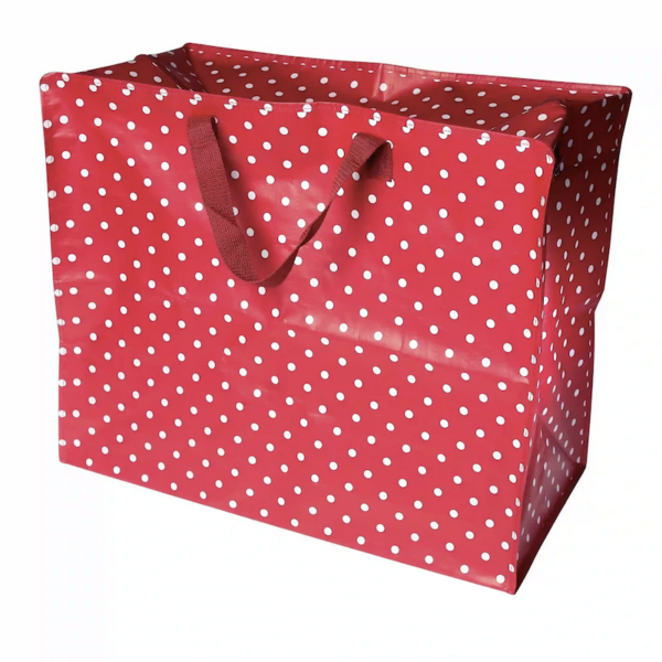 Grand sac de rangement rouge à pois blancs