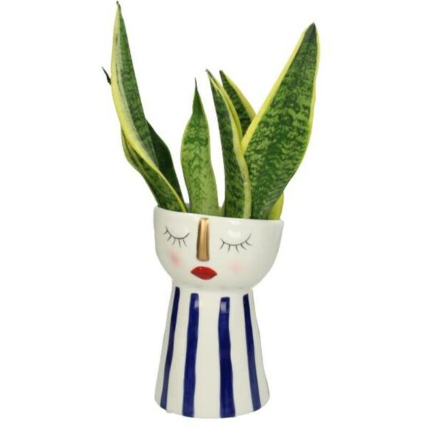 Vase visage et rayures bleu – Image 2
