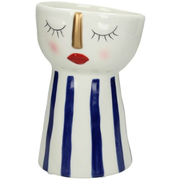 Vase visage et rayures bleu