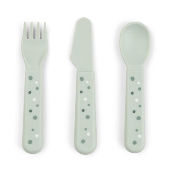 Set de 3 couverts enfant - pois verts