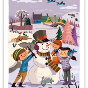 Carte postale Vacances d'hiver  - dessin vintage
