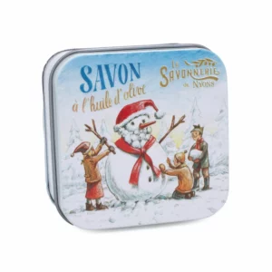 Savon et boite métal Bonhomme de neige- La Savonnerie de Nyons