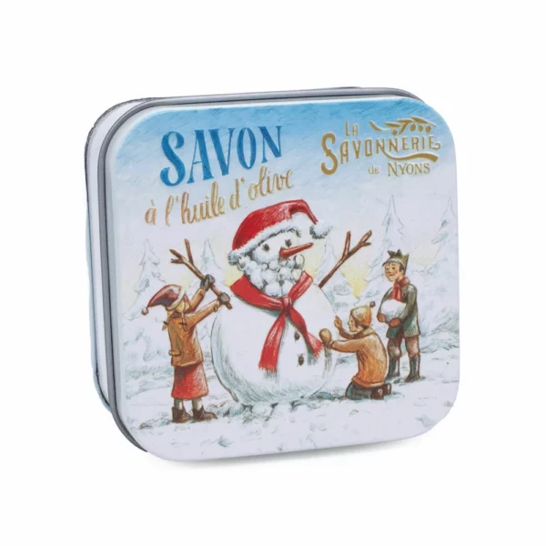 Savon et boite métal Bonhomme de neige- La Savonnerie de Nyons